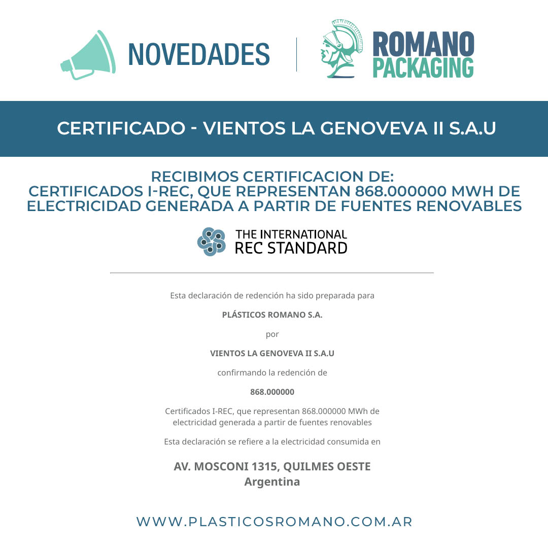 Certificación - VIENTOS LA GENOVEVA II S.A.U